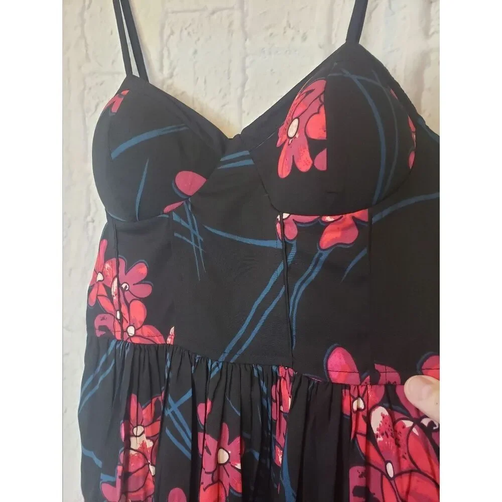 BOG COLLECTIVE Spaghetti Strap Bustier Floral Mini Dress Medium